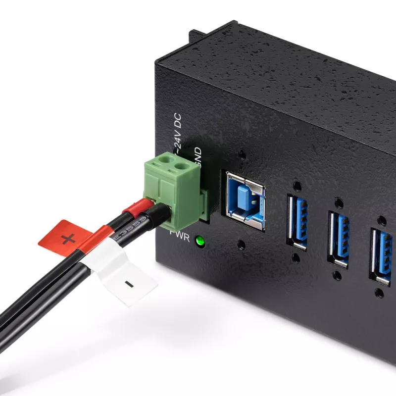 StarTech.com 160 W universalus nuolatinės srovės maitinimo adapteris (24 V / 6,6 A), 1,2 m 2 laidų laidas, 2/3 kontaktų gnybtų blokai, 100–240 V kintamosios/nuolatinės srovės išorinis maitinimo šaltinis, skirtas pramoniniams USB šakotuvams, NA/UK/EU/ANZ