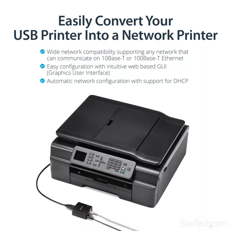 StarTech.com 10/100Mbps Ethernet į USB 2.0 tinklo LPR spausdinimo serveris