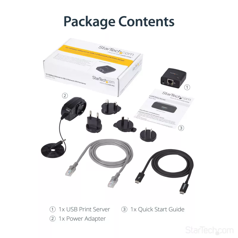 StarTech.com 10/100Mbps Ethernet į USB 2.0 tinklo LPR spausdinimo serveris