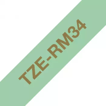 Brother TZE-RM34 etikečių gamybos juostelė, auksinė ant mėtų spalvos