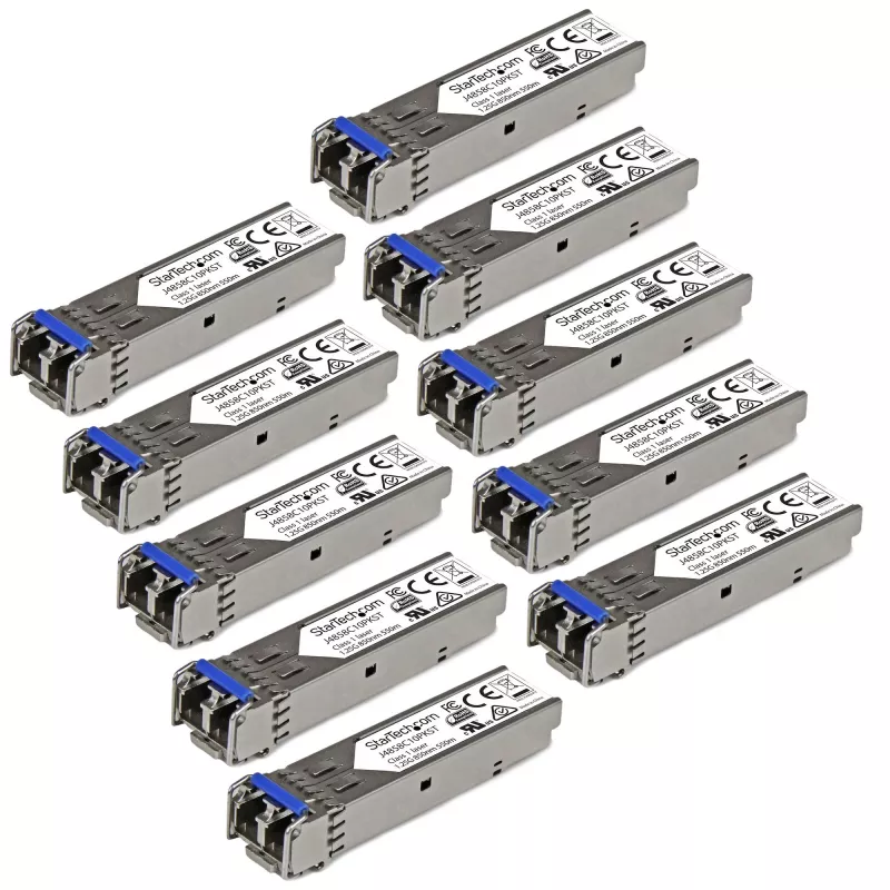 StarTech.com HP J4859C Suderinamas SFP Siųstuvas-imtuvas Modulis - 1000BASE-LX - 10 vnt. pakuotė~10 vnt. pakuotė HPE J4859C Suderinamas SFP Modulis - 1000BASE-LX - 1 GbE Vienmodis/Daugiamodis Skaidulinis Optinis Siųstuvas-imtuvas - 1GE Gigabitinis Ethernet SFP - LC 10 km - 1310 nm - DDM HPE 1400, 1700, 1820