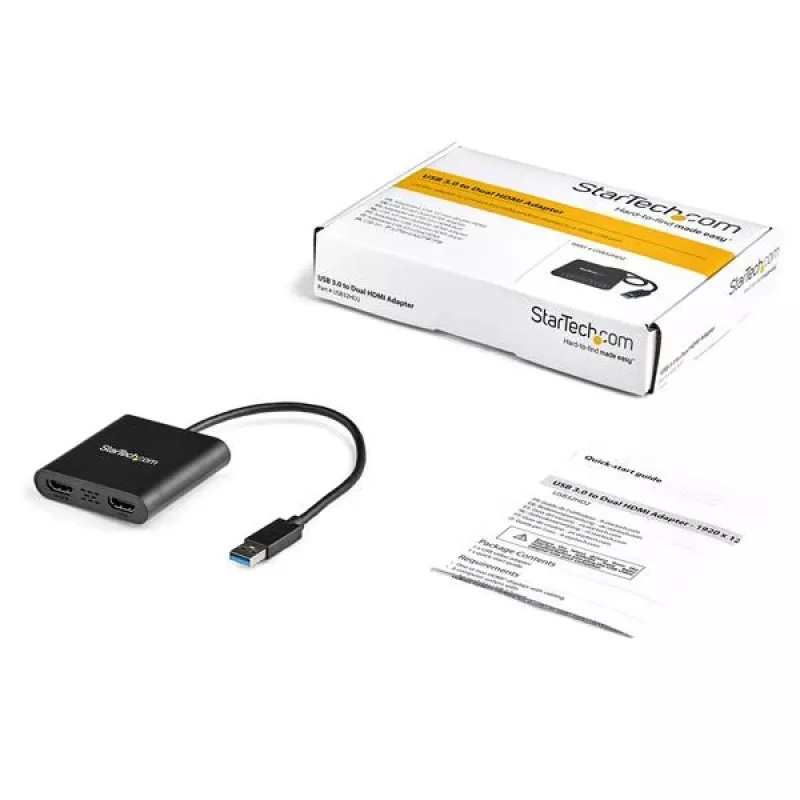 StarTech.com USB 3.0 į dvigubą HDMI adapterį, USB į 2x HDMI monitoriaus keitiklis, skirtas Windows (nepalaiko macOS/ChromeOS/Linux) – TAA