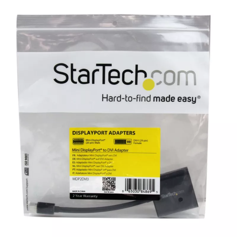 StarTech.com Mini DisplayPort į DVI adapteris – Mini DP į DVI-D keitiklis – 1080p vaizdas – mDP arba Thunderbolt 1/2 Mac/PC prie DVI monitoriaus – kompaktiškas mDP 1.2 į DVI viengrandis adapteris