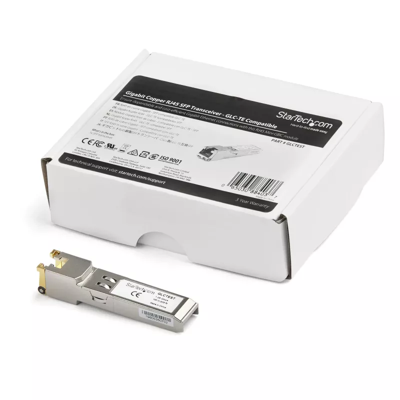 StarTech.com Cisco GLC-TE suderinamas modulis - 1000BASE-T varinis pramoninis Gigabit Ethernet siųstuvas-imtuvas - SFP į RJ45 Cat6/Cat5e 100 m išplėstos temperatūros - Cisco Firepower, IE 2000, C9500, C2960