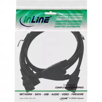 InLine maitinimo Y laidas, vokiškas F tipas, 1x IEC-C14 į 2x IEC-C13, 1 m