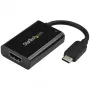 StarTech.com USB-C į HDMI 2.0 adapteris su maitinimo tiekimu – 4K 60Hz USB Type-C į HDMI vaizdo keitiklis – 60W PD pralaidinis įkrovimo prievadas – suderinamas su Thunderbolt 3 – juodas