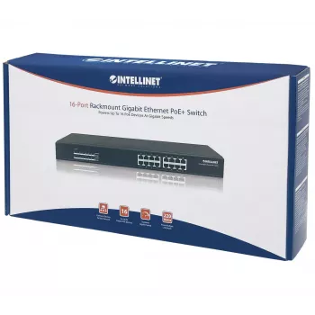Nevaldomas komutatorius Intellinet 16 prievadų Gigabit Ethernet PoE+