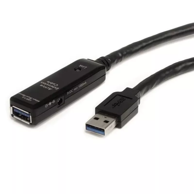 StarTech.com 5 m USB 3.0 aktyvusis prailginimo kabelis – V/M, 5 m, USB A, USB A, USB 3.2 Gen 1 (3.1 Gen 1), juodas