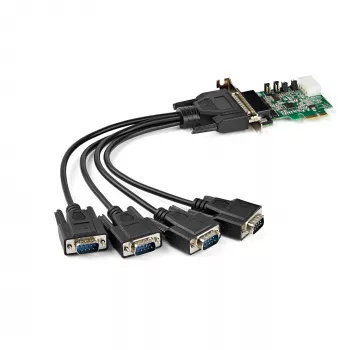 “StarTech.com” 4 prievadų PCI Express RS232 nuosekliojo prievado plokštė - PCIe RS232 nuosekliojo prievado valdiklio plokštė - PCIe į nuoseklųjį DB9 - 16950 UART - žemo profilio išplėtimo plokštė - Windows/Linux - TAA