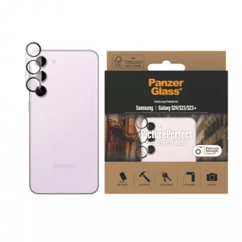 Kameros objektyvo apsauga PanzerGlass Samsung Galaxy S23 S23 Plus atspari įbrėžimams ir smūgiams