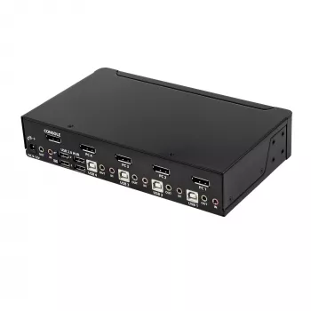 StarTech.com 4 prievadų DisplayPort KVM komutatorius - 4K 60Hz - vienas ekranas - dviejų prievadų UHD DP 1.2 USB KVM komutatorius su integruotu USB 2.0 šakotuvu ir garsu - Dell, HP, Apple, Lenovo - TAA atitinkantis