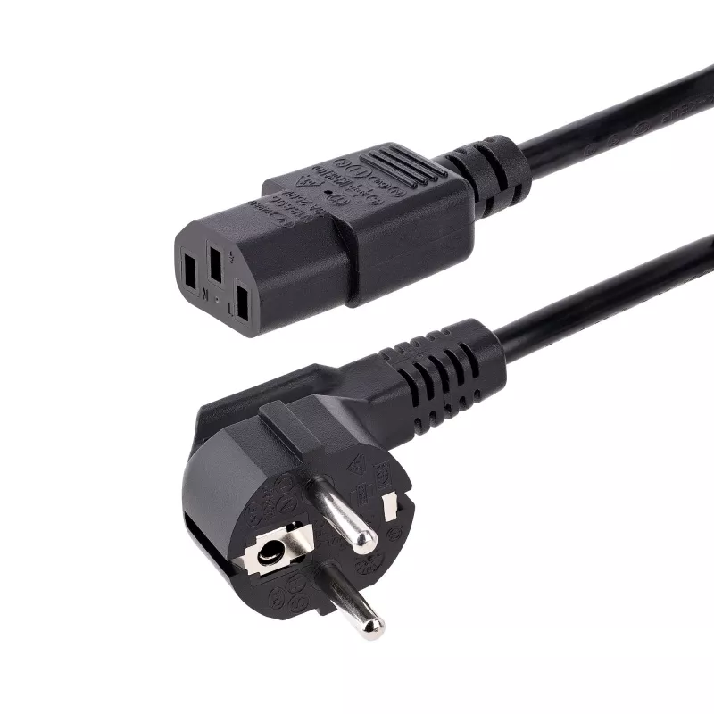 StarTech.com 1 m (3 pėd.) kompiuterio maitinimo laidas, 18AWG, EU Schuko į C13 maitinimo laidas, 250 V 10 A, juodas pakaitinis kintamosios srovės laidas, televizoriaus / monitoriaus maitinimo kabelis, Schuko CEE 7/7 į IEC 60320 C13 maitinimo laidas – kompiuterio maitinimo šaltinio kabelis