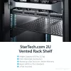 StarTech.com 2U serverio stovo lentyna – universali ventiliuojama stovo montavimo konsolinė dėkla 19 colių tinklo įrangos stovui ir spintai – tvirtas plienas – keliamoji galia 50 svarų / 23 kg – 22 colių gylio lentyna, juoda