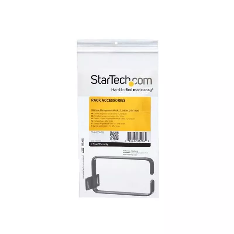 StarTech.com 1U vertikalus serverių spintos kabelių tvarkymo D formos žiedo laikiklis - 2,2x3,9 col. (5,7x10 cm)