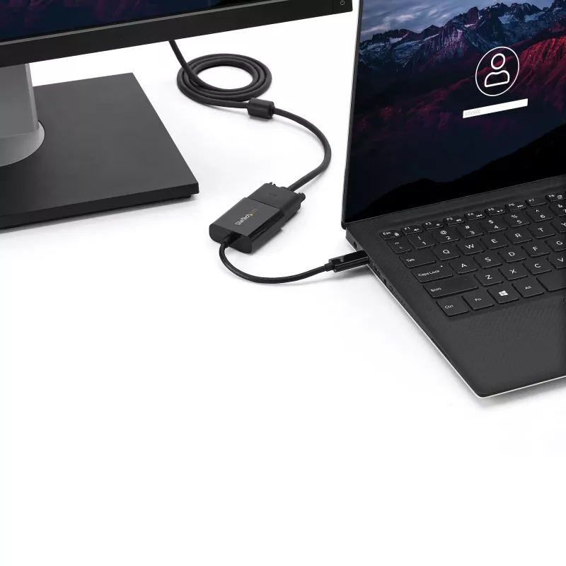StarTech.com USB-C į VGA adapteris - Juodas - 1080p - Vaizdo keitiklis jūsų MacBook Pro - USB C į VGA ekrano dongle'as - Atnaujinta versija CDP2VGAEC