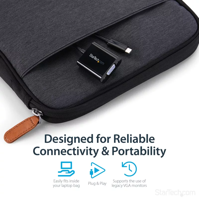 StarTech.com USB-C į VGA adapteris - Juodas - 1080p - Vaizdo keitiklis jūsų MacBook Pro - USB C į VGA ekrano dongle'as - Atnaujinta versija CDP2VGAEC