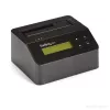 StarTech.com Vienos vietos kietųjų diskų trintuvas, atskiras HDD/SSD valytuvas, USB 3.0 į SATA II (3 Gbps), 9 trynimo režimai, LCD ekranas, saugaus trynimo kietųjų diskų valymo dokas, DB-9 spausdintuvo prievadas, atitinka TAA