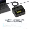 StarTech.com Vienos vietos kietųjų diskų trintuvas, atskiras HDD/SSD valytuvas, USB 3.0 į SATA II (3 Gbps), 9 trynimo režimai, LCD ekranas, saugaus trynimo kietųjų diskų valymo dokas, DB-9 spausdintuvo prievadas, atitinka TAA