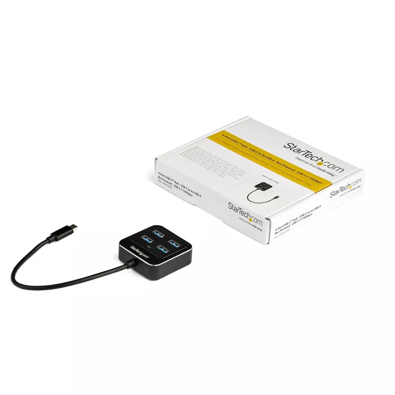 StarTech.com 4 prievadų USB-C šakotuvas - USB-C į 4x USB-A prievadus - SuperSpeed 10 Gbps USB 3.2 Gen 2 Type-C šakotuvas - maitinamas per USB magistralę - nešiojamas / kompaktiškas USB-C į USB adapterio šakotuvas nešiojamam kompiuteriui - aliuminis