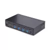 StarTech.com 4 prievadų DisplayPort KVM jungiklis, 8K 60Hz / 4K 144Hz, vienas ekranas, DP 1.4, 2x USB 3.0 prievadai, 4x USB 2.0 HID prievadai, mygtukinis ir sparčiųjų klavišų perjungimas, TAA atitiktis – nepriklausomas nuo OS, metalinis korpusas