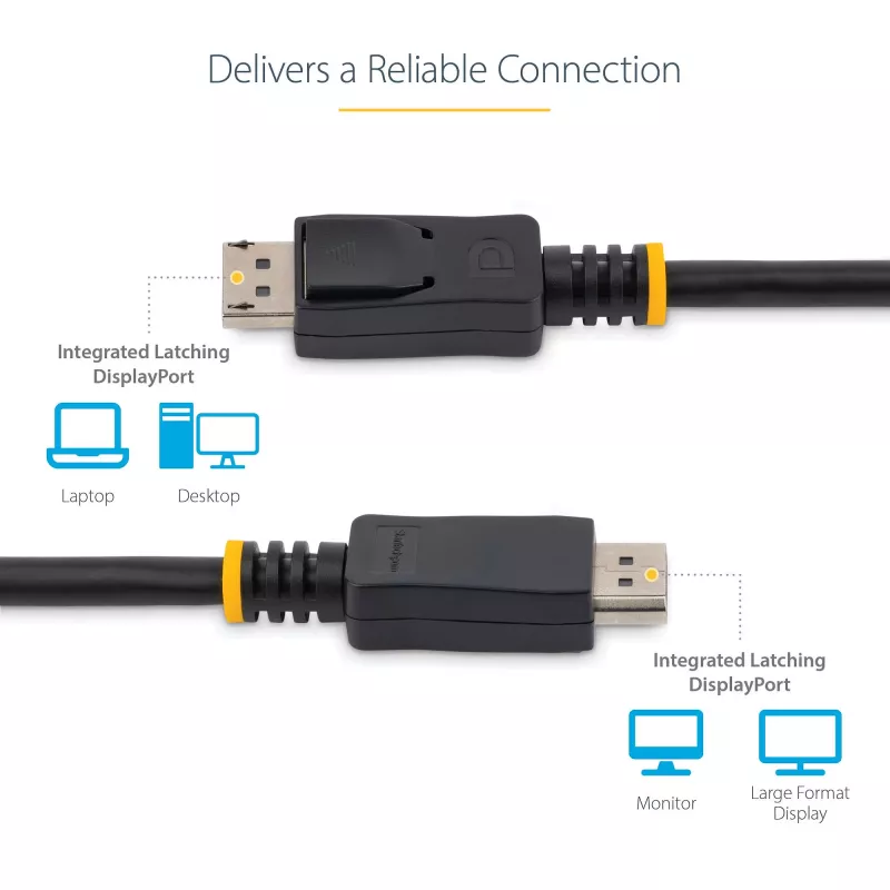“StarTech.com” 50 cm (1 pėdos) DisplayPort 1.2 laidas – 4K x 2K Ultra HD VESA sertifikuotas DisplayPort laidas – trumpas DP į DP laidas monitoriui – plonas DP vaizdo / ekrano laidas – fiksuojamos DP jungtys