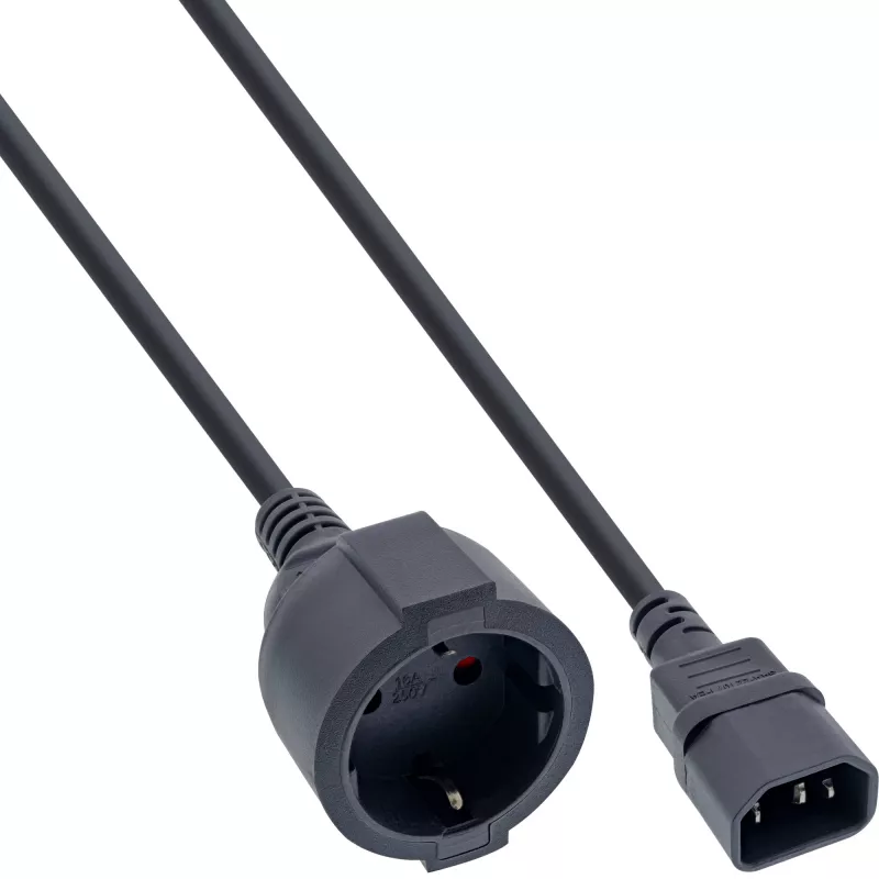 InLine maitinimo laidas, C14 į Schutzkontakt lizdą, juodas, 0,5 m
