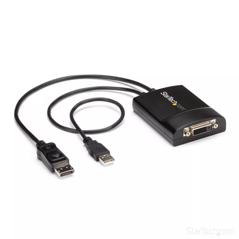 StarTech.com DisplayPort į DVI Dual Link aktyvus adapteris - DisplayPort į DVI-D adapteris vaizdo keitiklis 2560x1600 60Hz - DP 1.2 į DVI monitorius - maitinamas per USB - užfiksuojanti DisplayPort jungtis