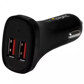 StarTech.com dvigubas USB automobilinis įkroviklis - 24W/4.8A - juodas, automobilinis, cigarečių žiebtuvėlis, 5 V, juodas