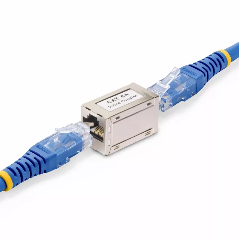 StarTech.com Ekranuota RJ45 jungtis, linijinė Cat6a jungtis, moteriška į moterišką (F/F) T568B išdėstymas, ekranuotas eterneto kabelio prailginimas
