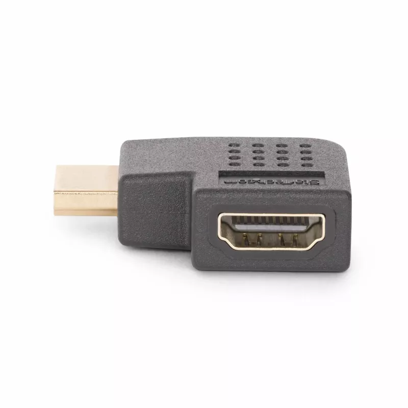 StarTech.com stačiakampis HDMI 2.0 adapteris, kištukas–lizdas, horizontalus 90° kampinis HDMI prievado apsaugiklis, 4K 60 Hz, didelės spartos HDMI jungties prailgintuvas, kištukas/lizdas