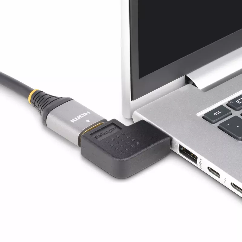 StarTech.com stačiakampis HDMI 2.0 adapteris, kištukas–lizdas, horizontalus 90° kampinis HDMI prievado apsaugiklis, 4K 60 Hz, didelės spartos HDMI jungties prailgintuvas, kištukas/lizdas