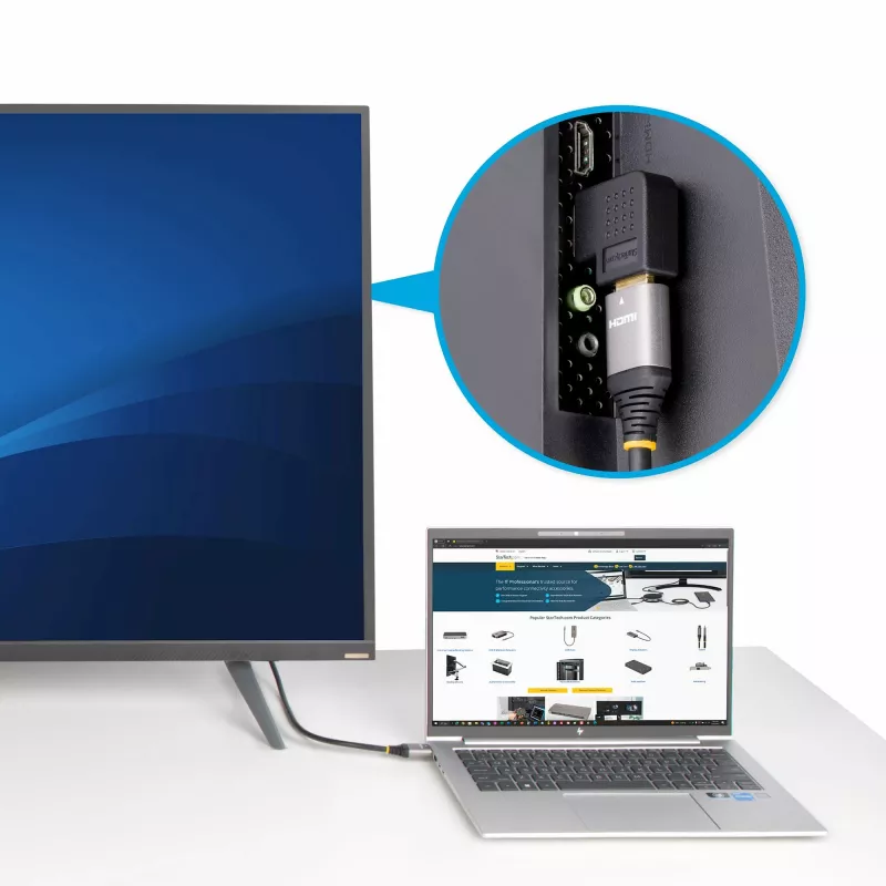 StarTech.com stačiakampis HDMI 2.0 adapteris, kištukas–lizdas, horizontalus 90° kampinis HDMI prievado apsaugiklis, 4K 60 Hz, didelės spartos HDMI jungties prailgintuvas, kištukas/lizdas