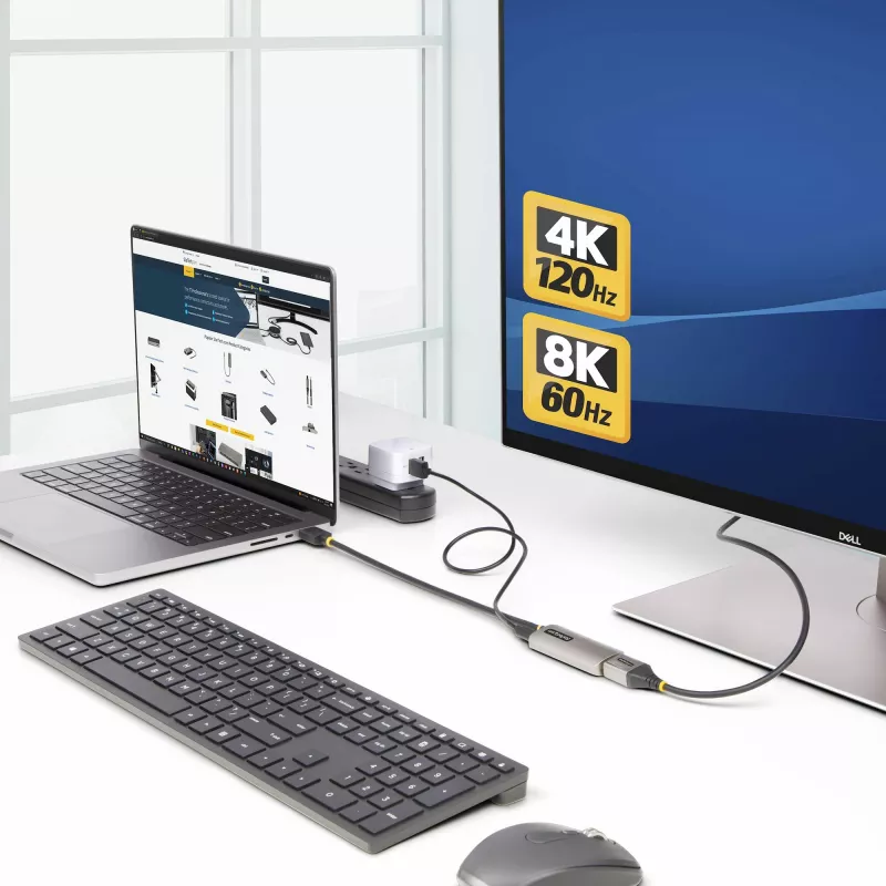 StarTech.com 30 cm HDMI į DisplayPort adapterio kabelis, 8K 60Hz, aktyvus HDMI 2.1 į DP 1.4 vaizdo keitiklis, maitinamas per USB su pridedamu kabeliu