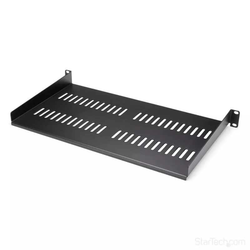 StarTech.com 1U serverio stovo lentyna – universali ventiliuojama stovo tvirtinimo konsolės dėklas 19 colių tinklo įrangos stovui ir spintai – tvirtas plienas – keliamoji galia 44 svarai/20 kg – 10 colių gylio lentyna, juoda