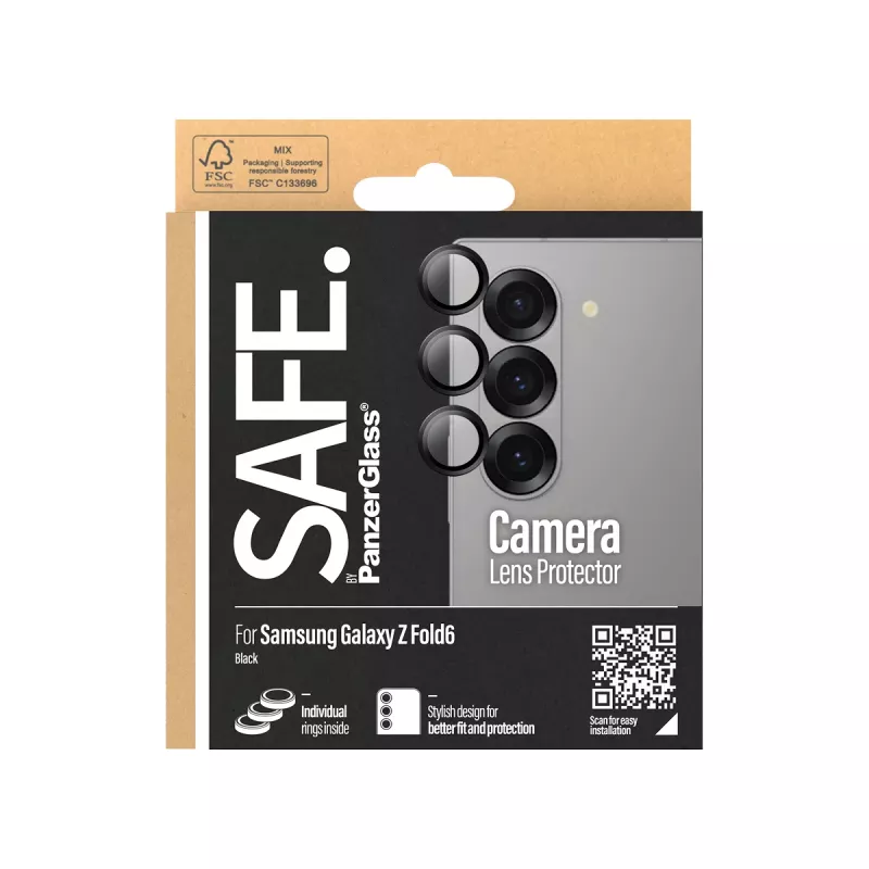 Fotoaparato objektyvo apsauga PanzerGlass SAFE. Samsung Galaxy Z Fold6, atspari įbrėžimams ir smūgiams, juoda