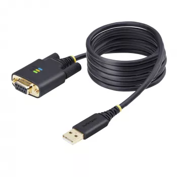 StarTech.com 6.6ft (2m) USB į nulinio modemo nuoseklųjį adapterio kabelį, COM išsaugojimas, FTDI, USB-A į DB9 RS232, keičiami DB9 varžtai/veržlės, Windows/macOS/Linux