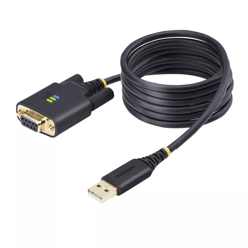 StarTech.com 6.6ft (2m) USB į nulinio modemo nuoseklųjį adapterio kabelį, COM išsaugojimas, FTDI, USB-A į DB9 RS232, keičiami DB9 varžtai/veržlės, Windows/macOS/Linux