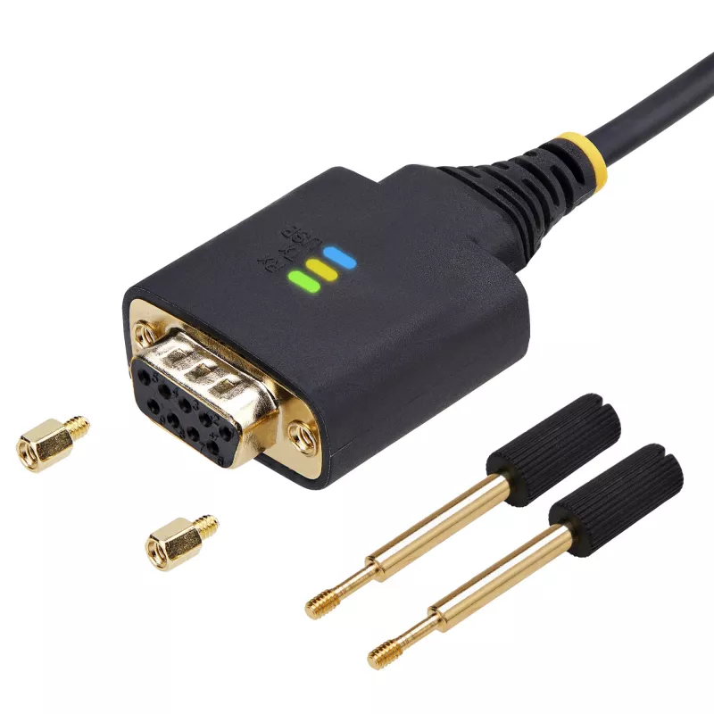StarTech.com 6.6ft (2m) USB į nulinio modemo nuoseklųjį adapterio kabelį, COM išsaugojimas, FTDI, USB-A į DB9 RS232, keičiami DB9 varžtai/veržlės, Windows/macOS/Linux