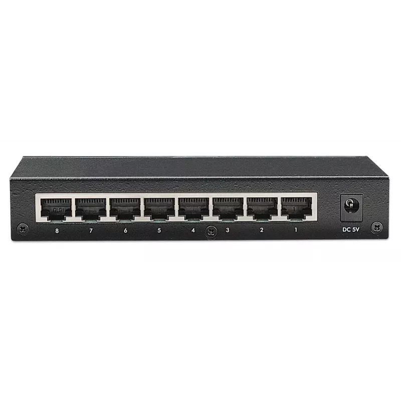 Intellinet 8 prievadų Fast Ethernet biuro komutatorius, stalinis, metalinis, IEEE 802.3az (energiją taupantis Ethernet), dėžutėje