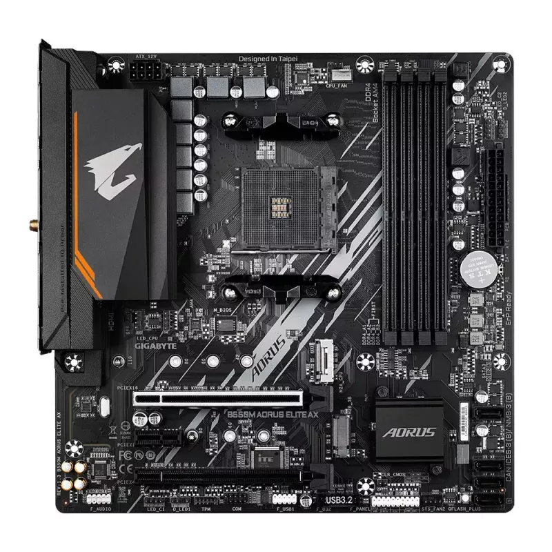 Motininė plokštė GIGABYTE B550M AORUS ELITE AX, AMD B550, Socket AM4, Micro ATX