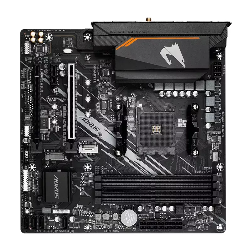 Motininė plokštė GIGABYTE B550M AORUS ELITE AX, AMD B550, Socket AM4, Micro ATX
