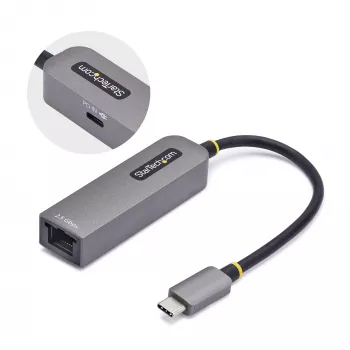 StarTech.com 2.5GbE USB-C į Ethernet adapteris, 100W PD pralaidumas, NBASE-T NIC, USB 3.0 Type-C 2.5/1G kelių greičių tinklas, Thunderbolt suderinamas, Windows ir Mac