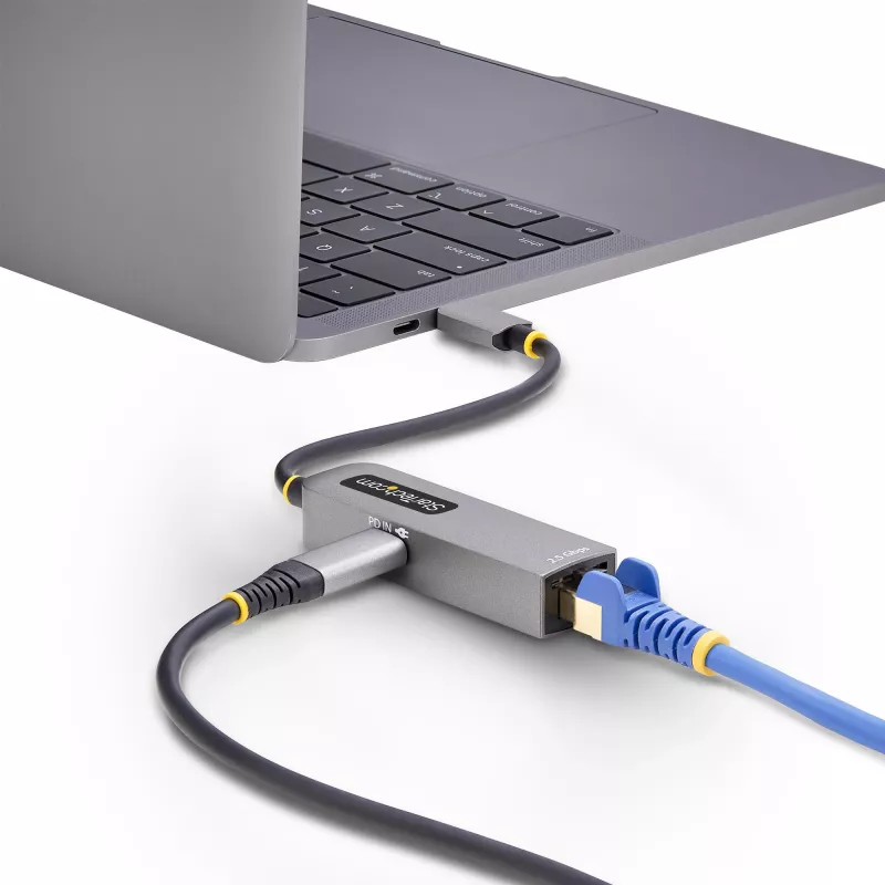 StarTech.com 2.5GbE USB-C į Ethernet adapteris, 100W PD pralaidumas, NBASE-T NIC, USB 3.0 Type-C 2.5/1G kelių greičių tinklas, Thunderbolt suderinamas, Windows ir Mac
