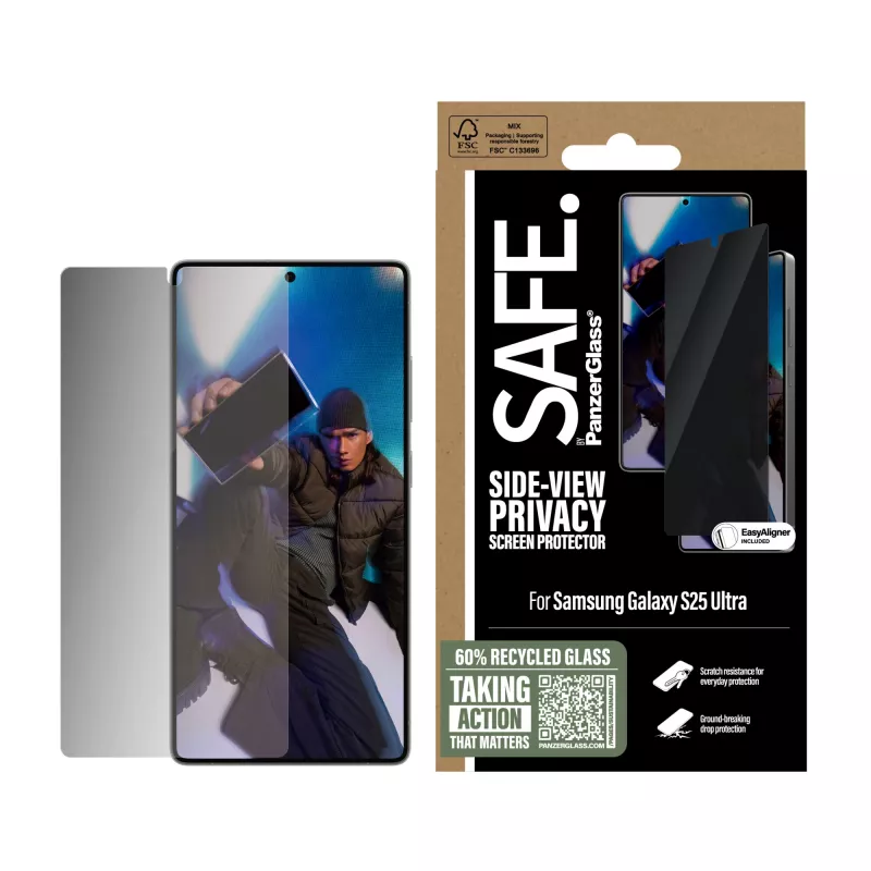 PanzerGlass SAFE. by ® Privatumo ekrano apsauga Samsung Galaxy S25 Ultra | Itin platus pritaikymas su EasyAligner