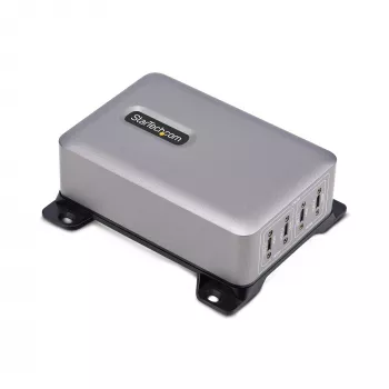 StarTech.com 4 prievadų kelių įrenginių USB-C įkroviklis, 240 W bendra galia, vienas prievadas 140 W EPR, PD 3.1, sraigtiniai prievadai, posėdžių salės, komplekte laikiklis paviršiniam montavimui