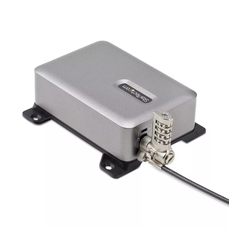 StarTech.com 4 prievadų kelių įrenginių USB-C įkroviklis, 240 W bendra galia, vienas prievadas 140 W EPR, PD 3.1, sraigtiniai prievadai, posėdžių salės, komplekte laikiklis paviršiniam montavimui