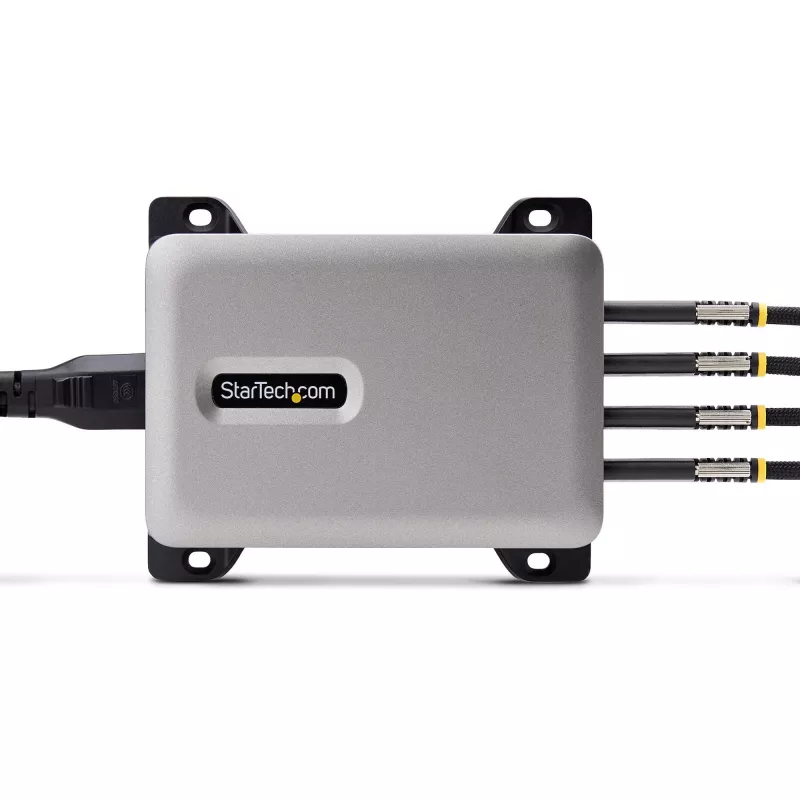 StarTech.com 4 prievadų kelių įrenginių USB-C įkroviklis, 240 W bendra galia, vienas prievadas 140 W EPR, PD 3.1, sraigtiniai prievadai, posėdžių salės, komplekte laikiklis paviršiniam montavimui