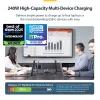 StarTech.com 4 prievadų kelių įrenginių USB-C įkroviklis, 240 W bendra galia, vienas prievadas 140 W EPR, PD 3.1, sraigtiniai prievadai, posėdžių salės, komplekte laikiklis paviršiniam montavimui