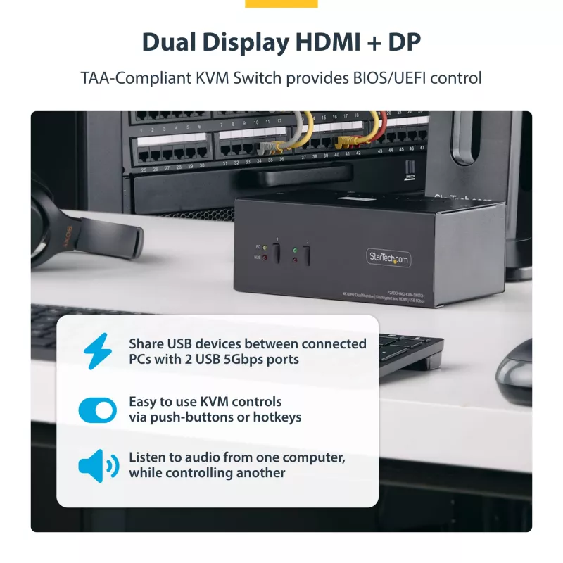 StarTech.com P2ADDH462-KVM-SWITCH KVM komutatorius Juodas