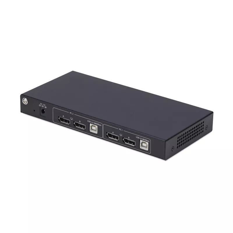 StarTech.com 2 prievadų dviejų monitorių DisplayPort KVM komutatorius su dvigubo vaizdo vaizdo matrica, 4K 60Hz, 4x USB šakotuvo prievadai, sparčiųjų klavišų perjungimas, DP 1.2 matricos KVM, TAA atitinkantis